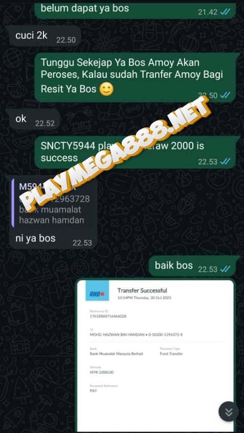 PlayMega888 支付证明